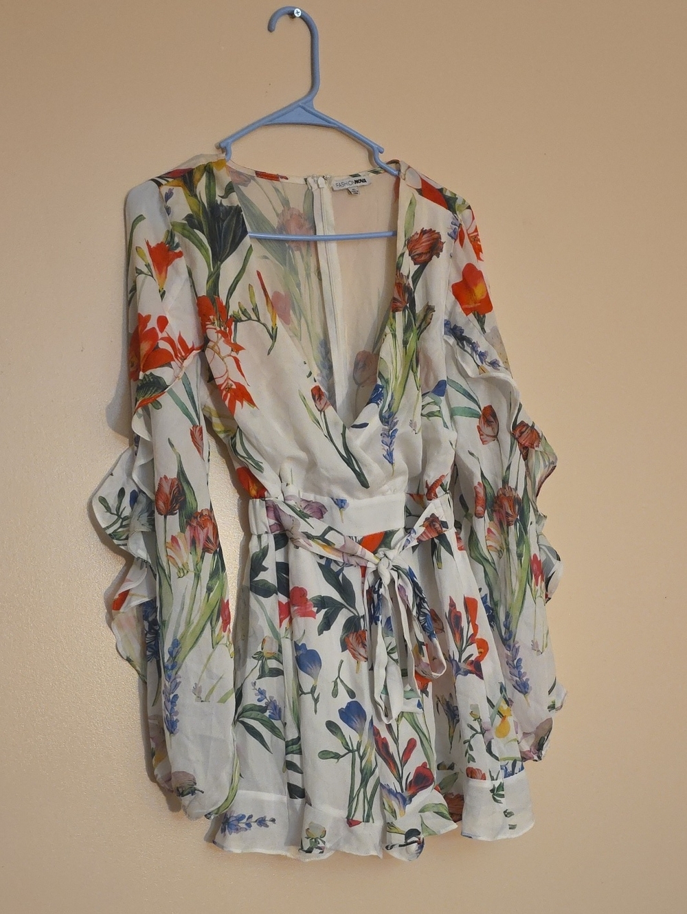 Floral V-Neck White Wrap Romper